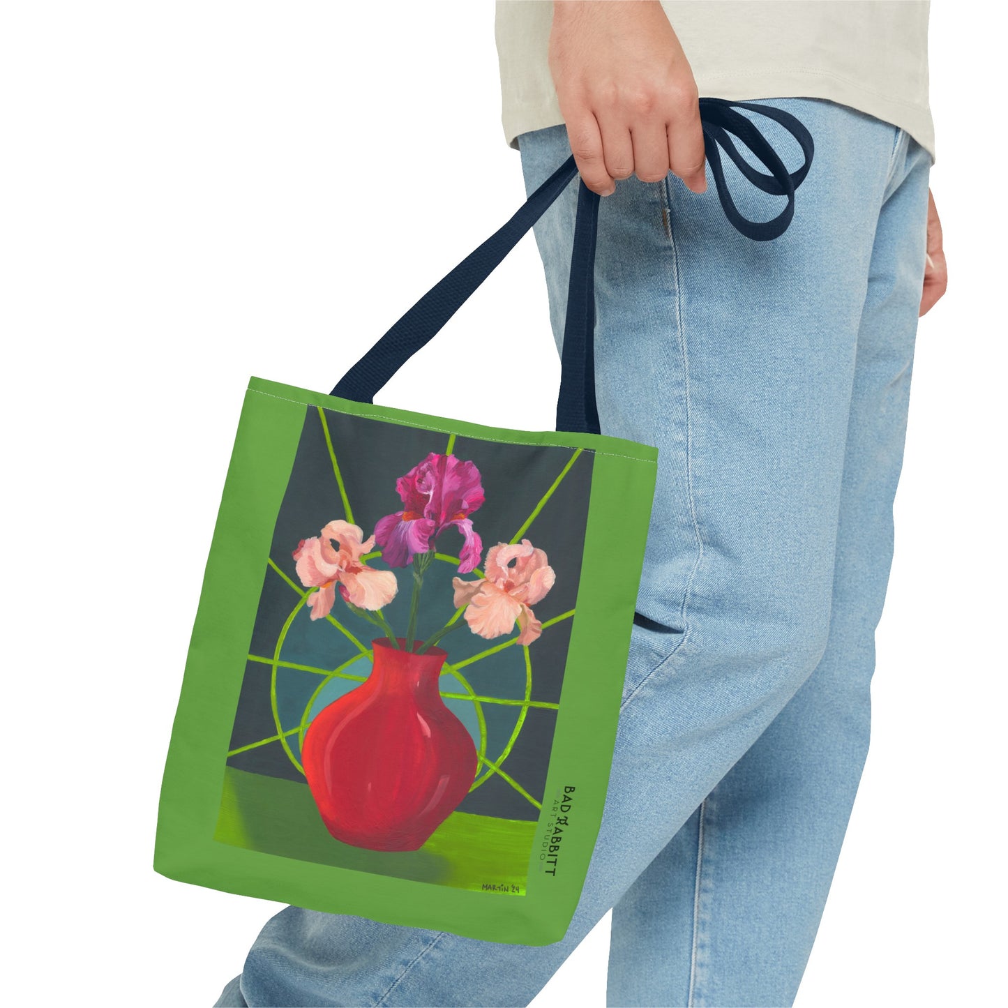 Three Pink Irises Tote Bag (AOP)