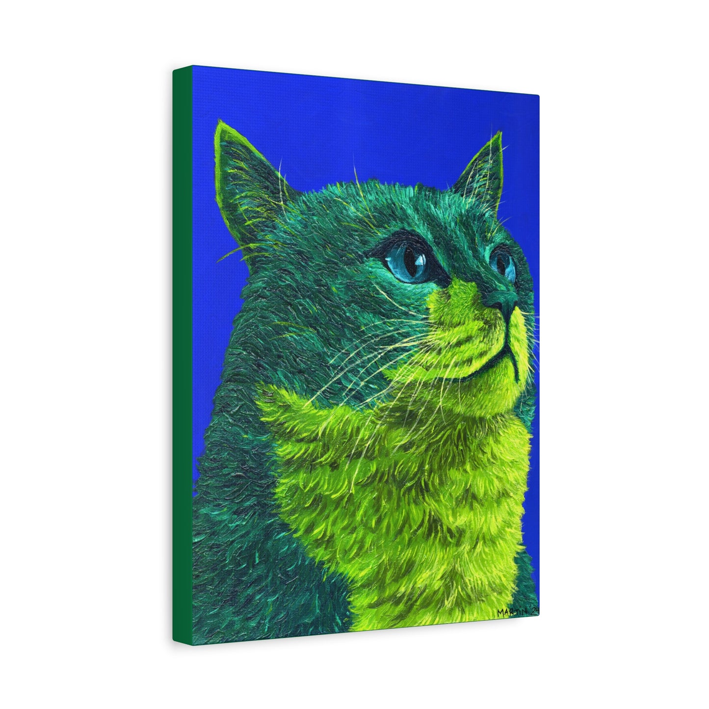 Green Tabby Cat Canvas Gallery Wrap