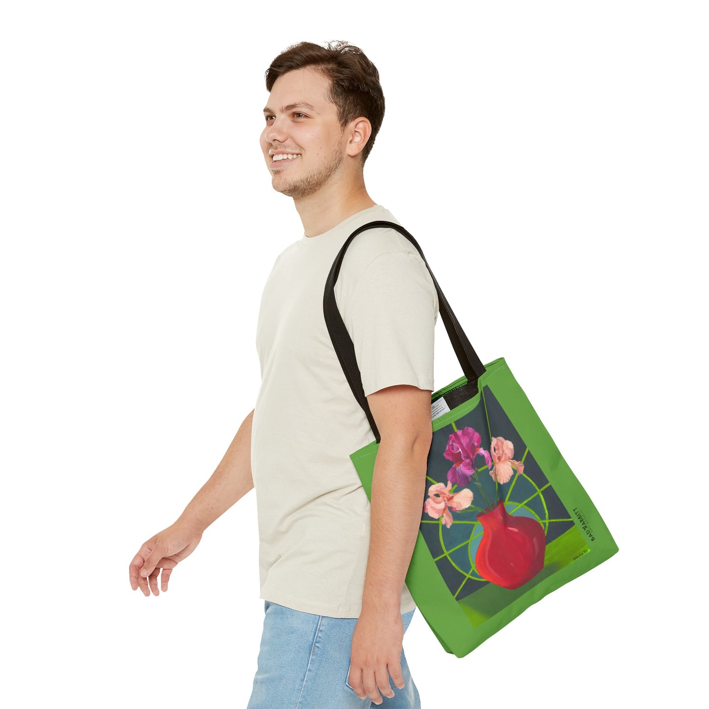 Three Pink Irises Tote Bag (AOP)