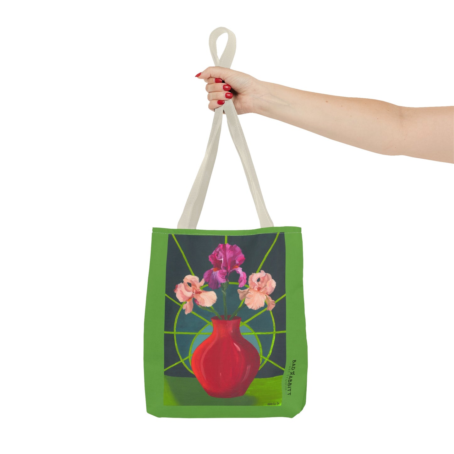Three Pink Irises Tote Bag (AOP)