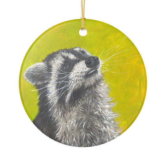 Derpy Raccoon Ceramic Decoration Ornament, (1pc)