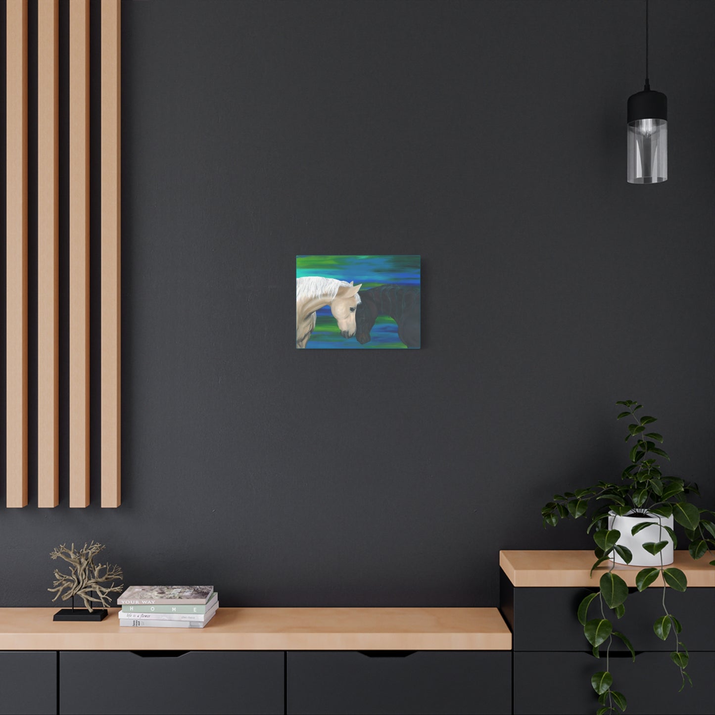 Black and White Horses Canvas Gallery Wrap