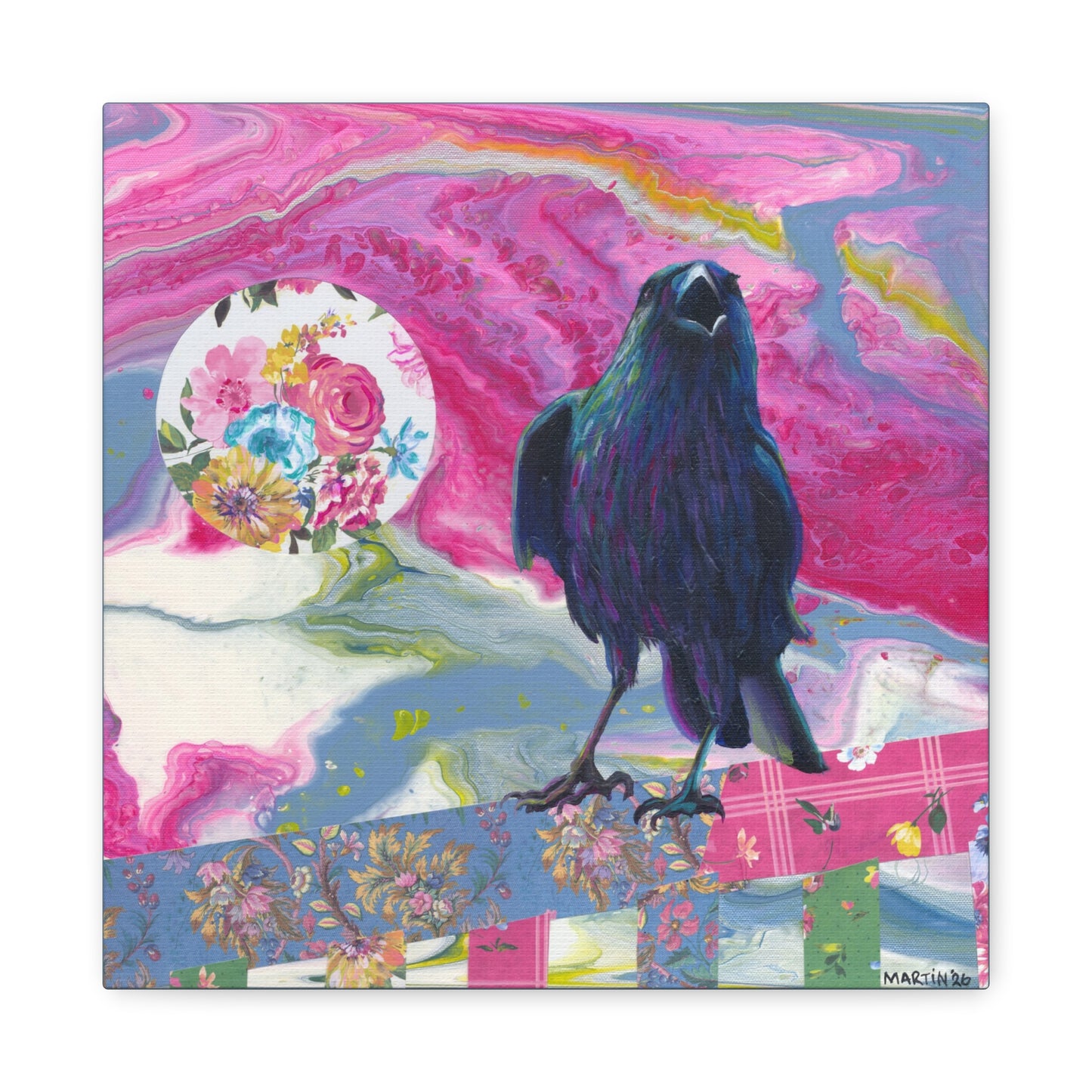 "Pink Crow" Matte Canvas, Stretched, 1.25"