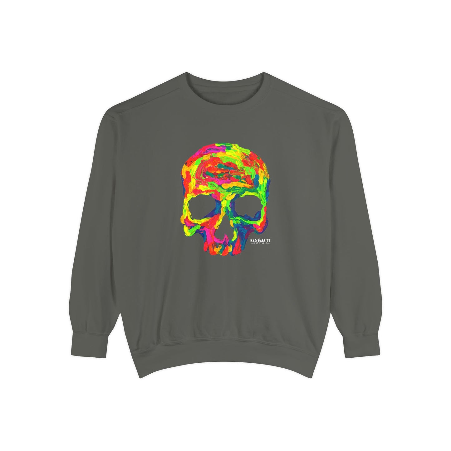 Rainbow Globby Skull Unisex Garment-Dyed Sweatshirt