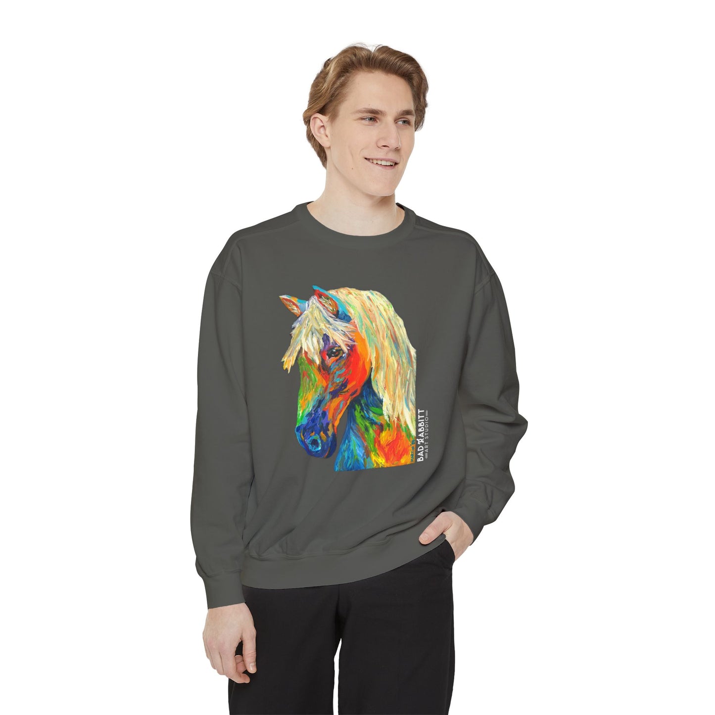 Rainbow Horse Unisex Garment-Dyed Sweatshirt