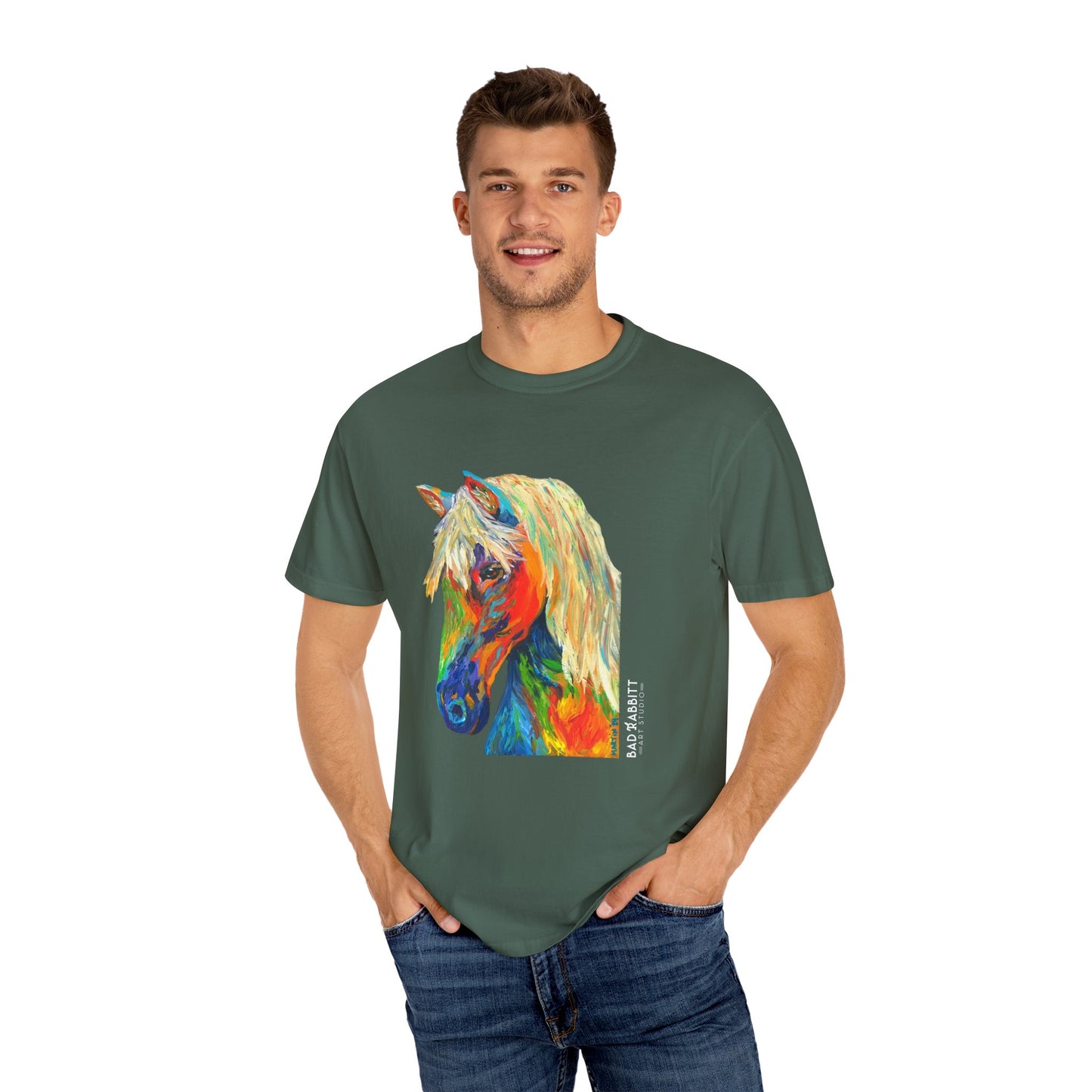 Rainbow Horse Unisex Garment-Dyed T-shirt