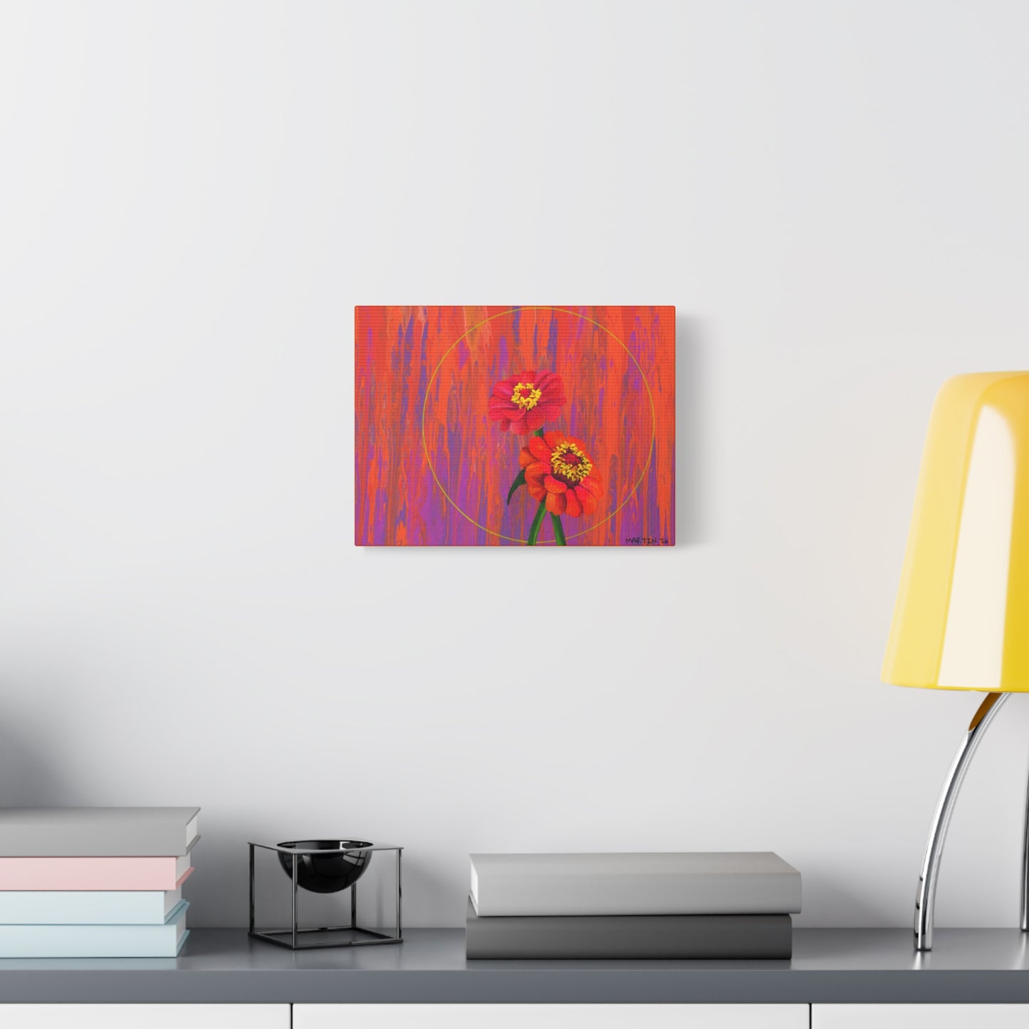 "Neon Zinnias" Matte Canvas, Stretched, 1.25"