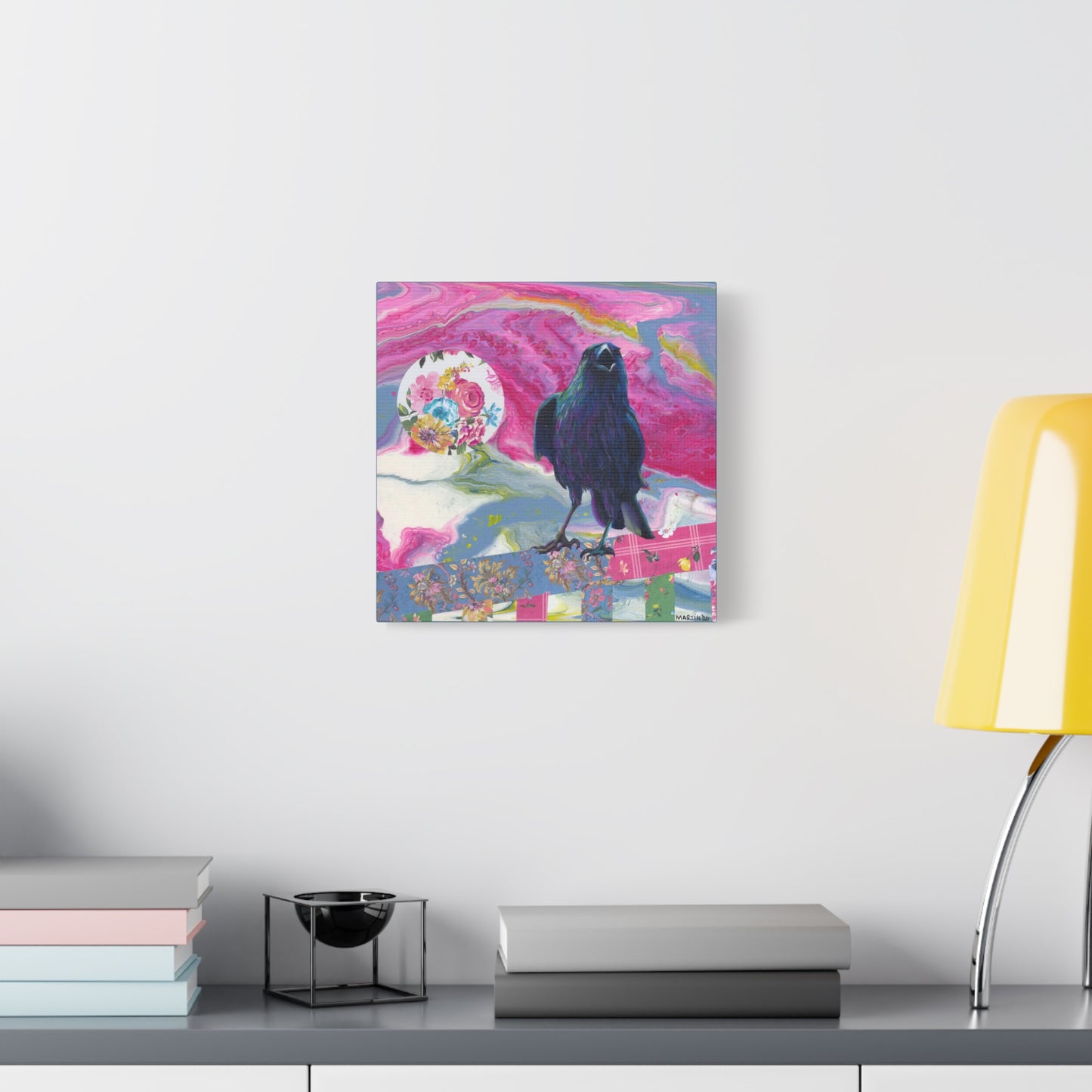 "Pink Crow" Matte Canvas, Stretched, 1.25"