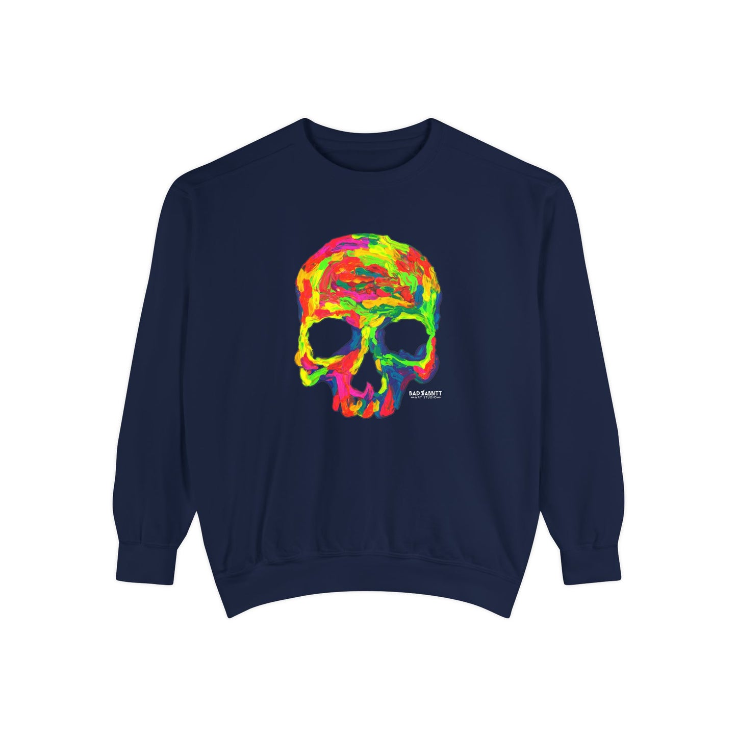 Rainbow Globby Skull Unisex Garment-Dyed Sweatshirt