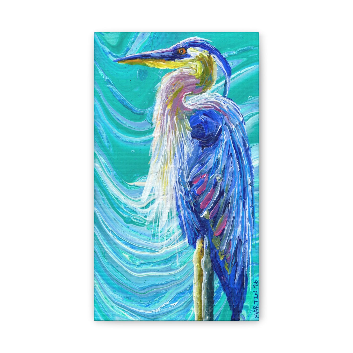 "Blue Heron" Canvas Stretched, 0.75"