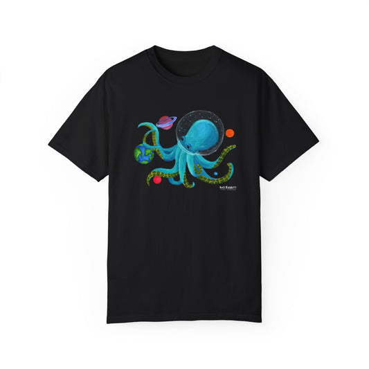 Octopus in Space Unisex Garment-Dyed T-shirt