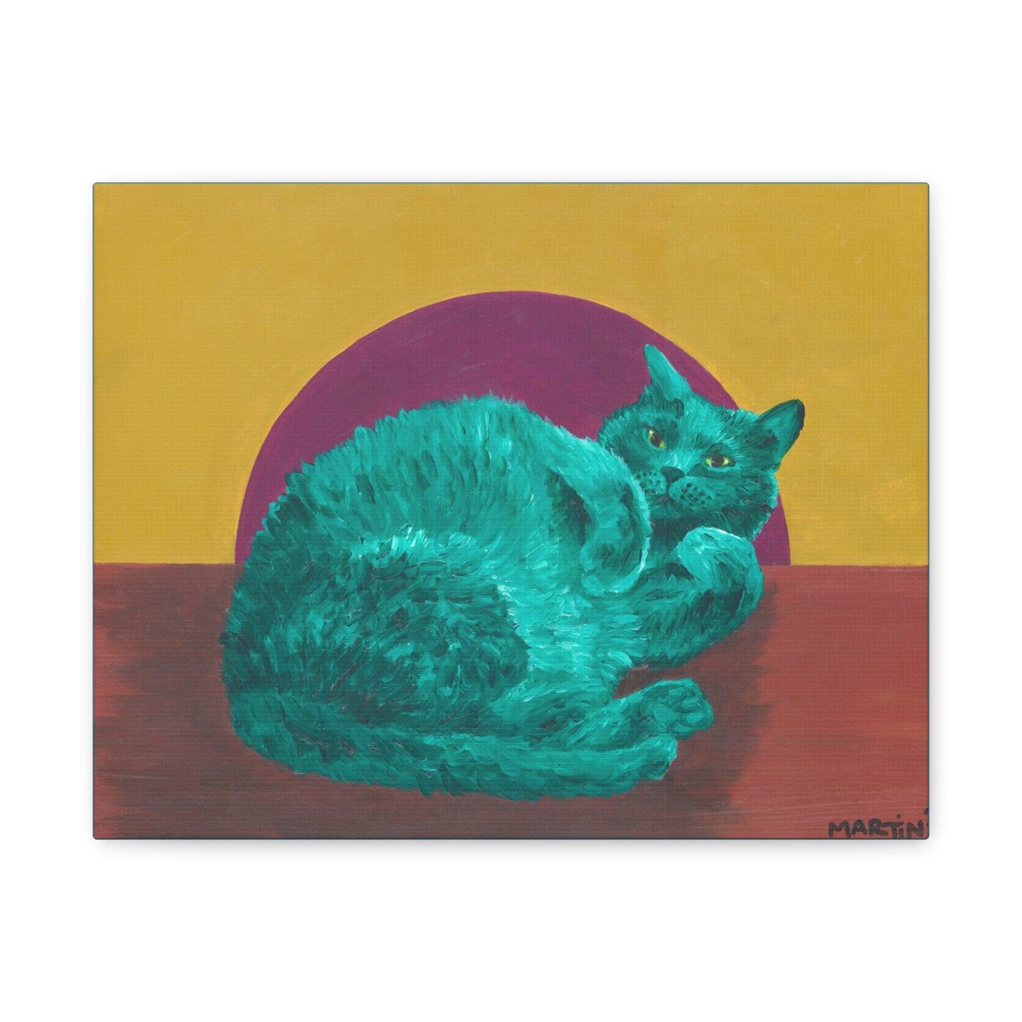 Teal Tummy Kitty Canvas Gallery Wrap