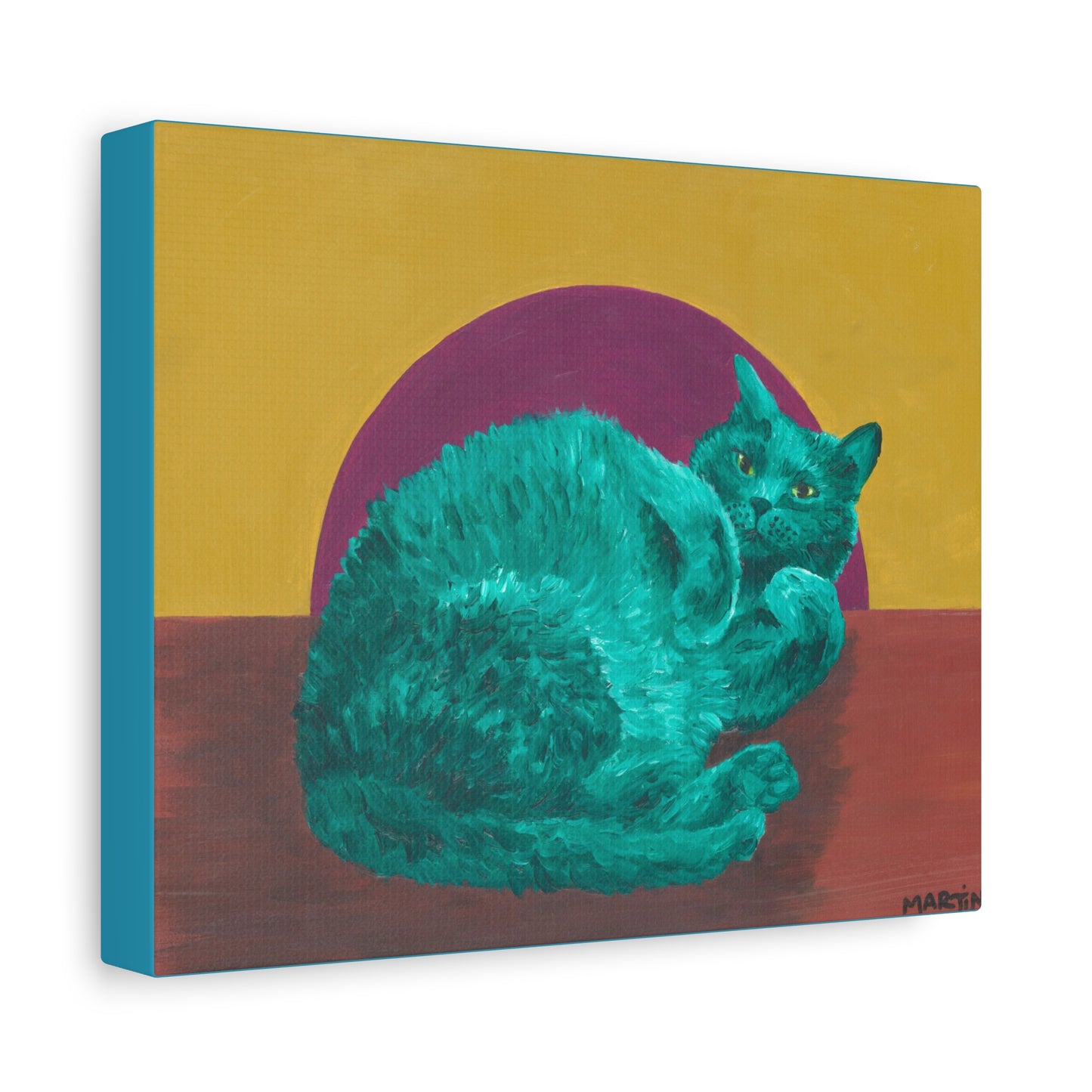 Teal Tummy Kitty Canvas Gallery Wrap
