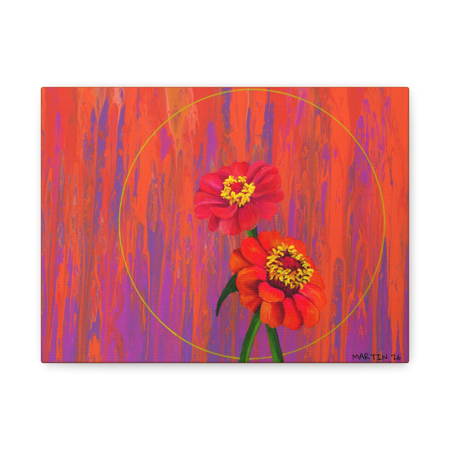 "Neon Zinnias" Matte Canvas, Stretched, 1.25"