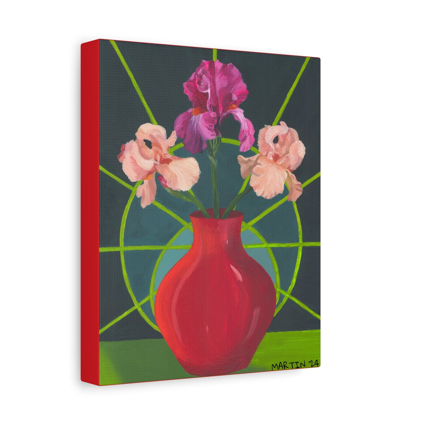 Three Pink Iris Canvas Gallery Wrap