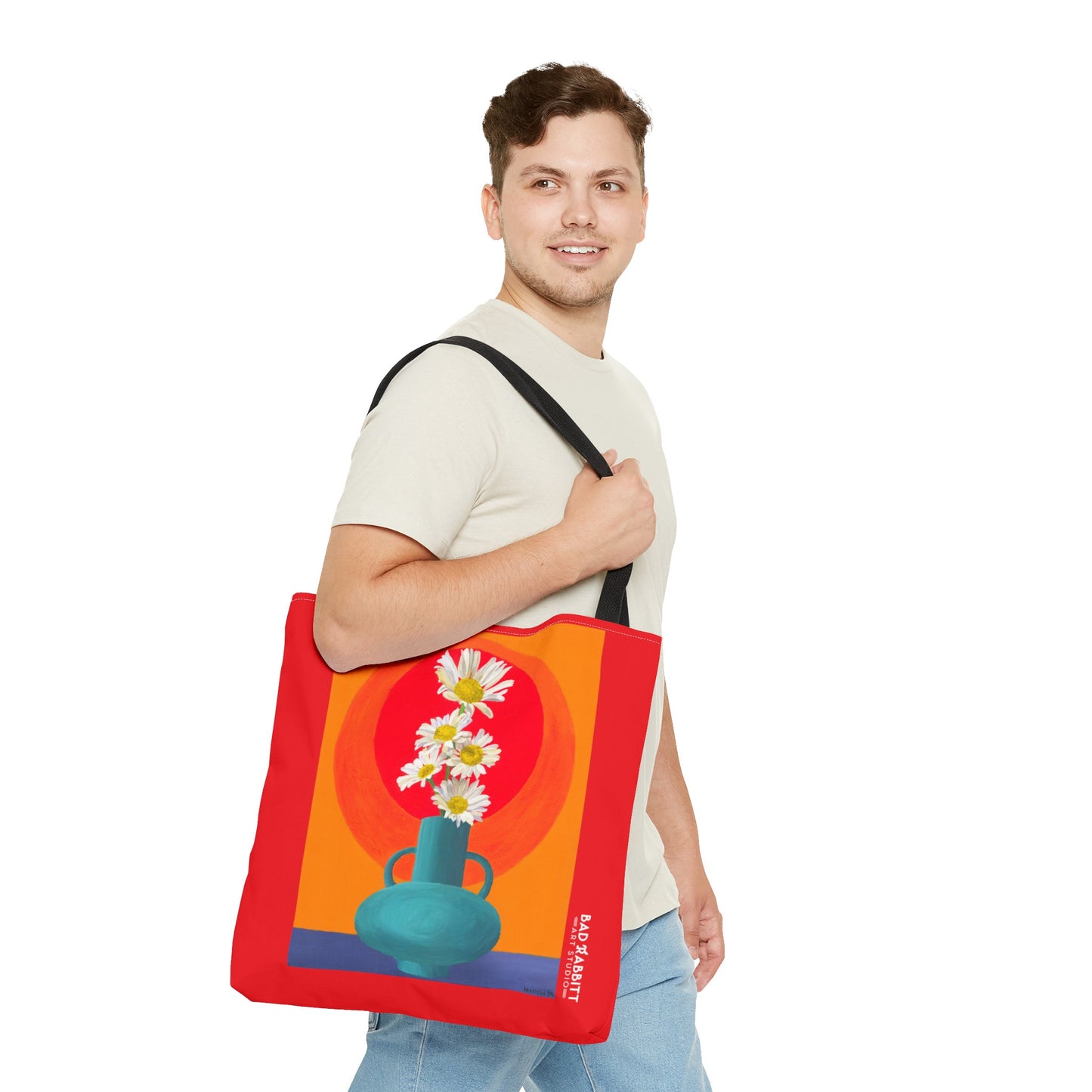 Wild Daisies in Teal Vase Tote Bag (AOP)