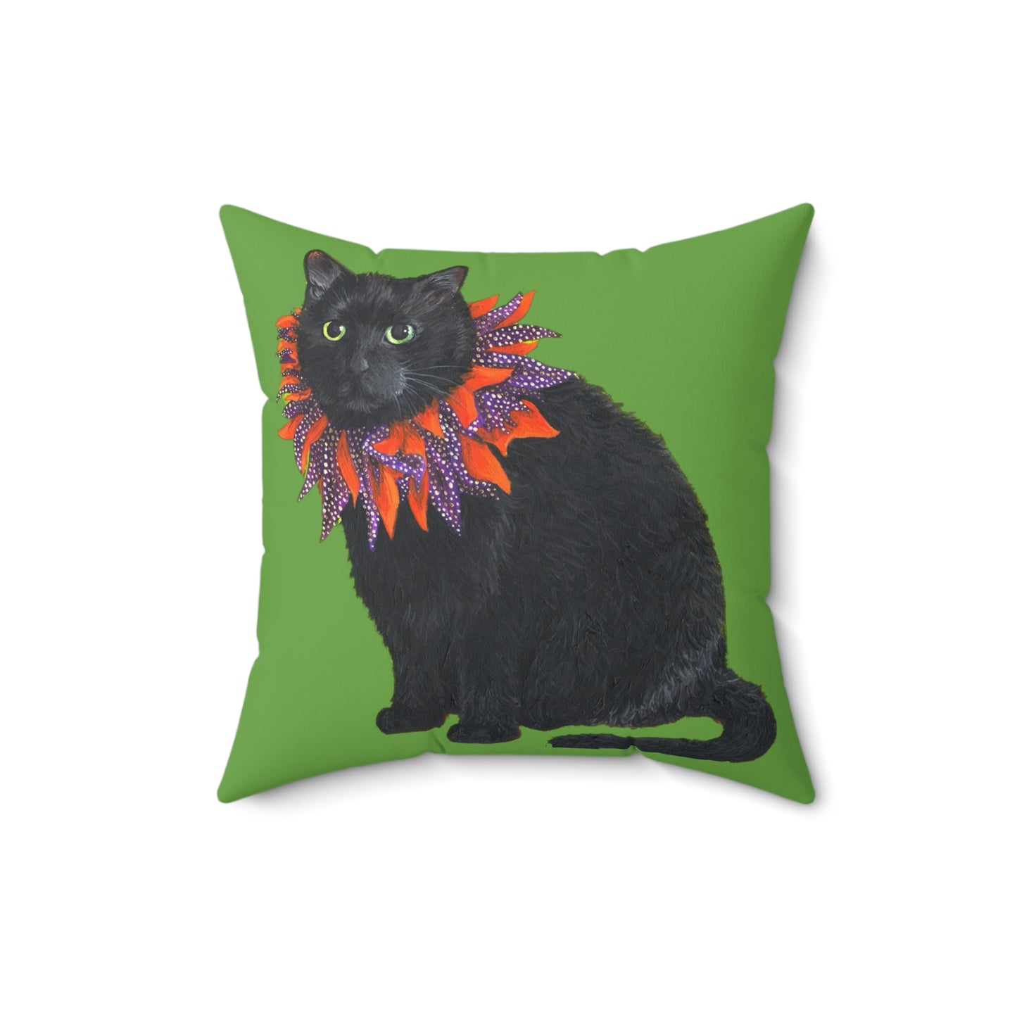12 the Magical Halloween Cat Spun Polyester Square Pillow