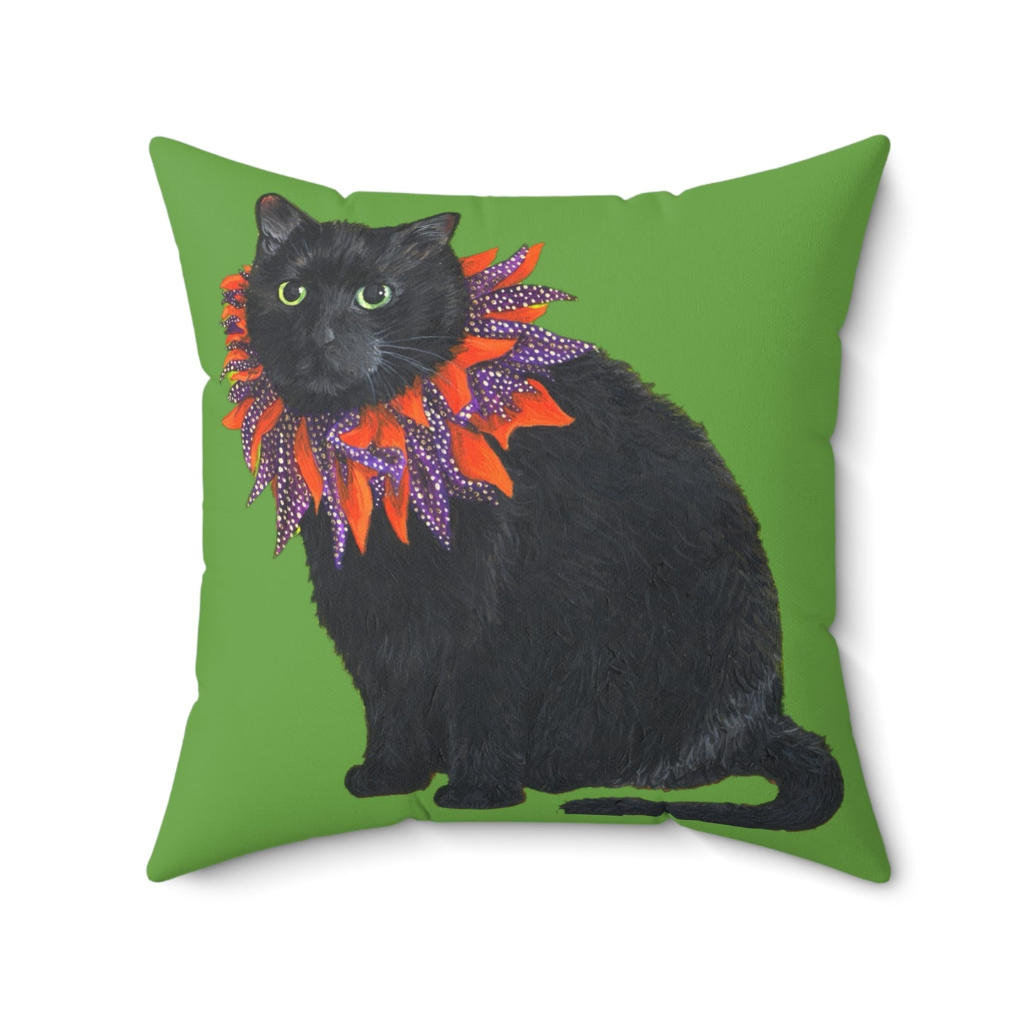 12 the Magical Halloween Cat Spun Polyester Square Pillow