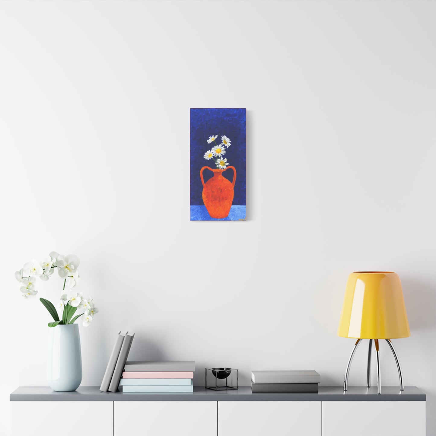Wild Daisies in Orange Vase Canvas Gallery Wrap