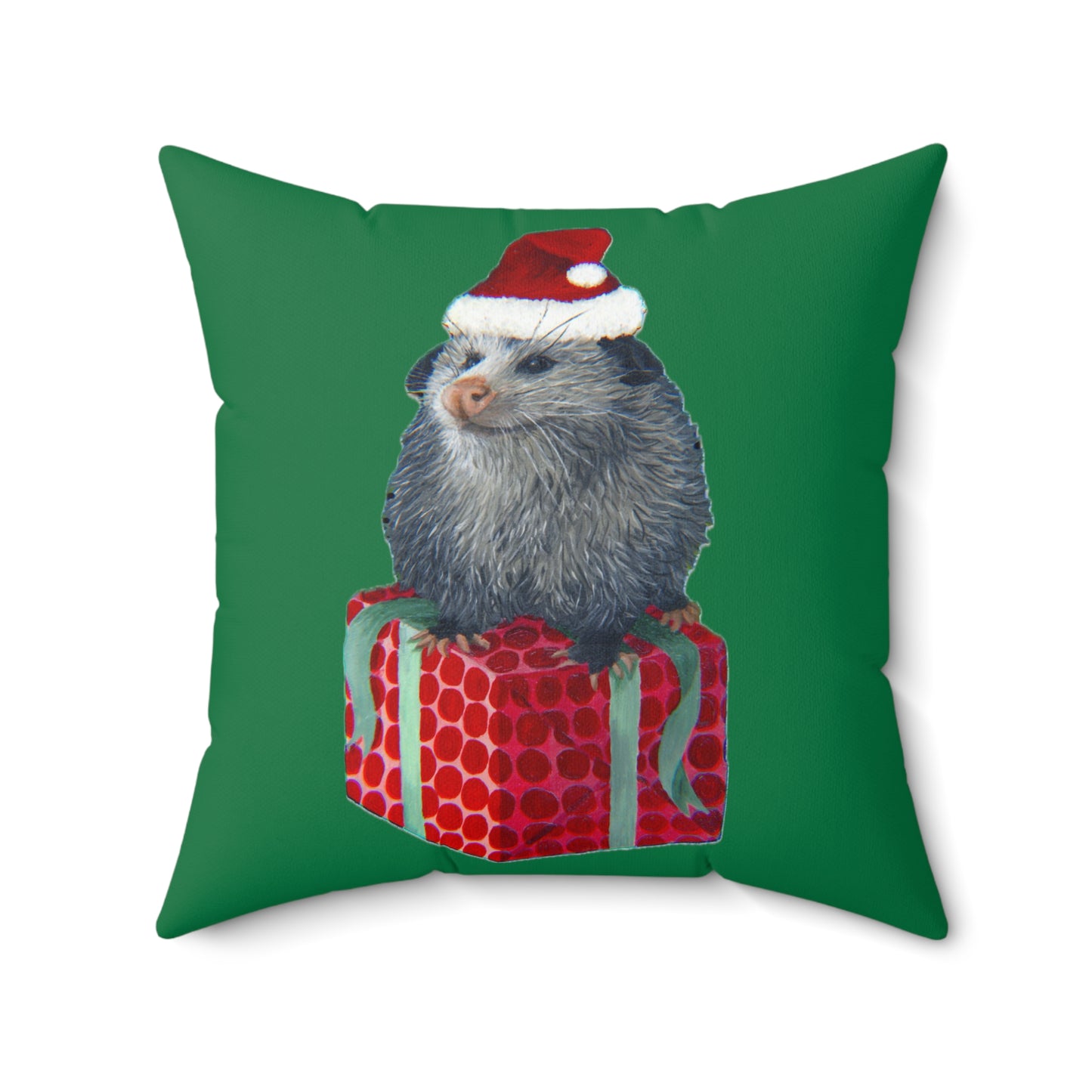 Christmas Opossum Spun Polyester Square Pillow