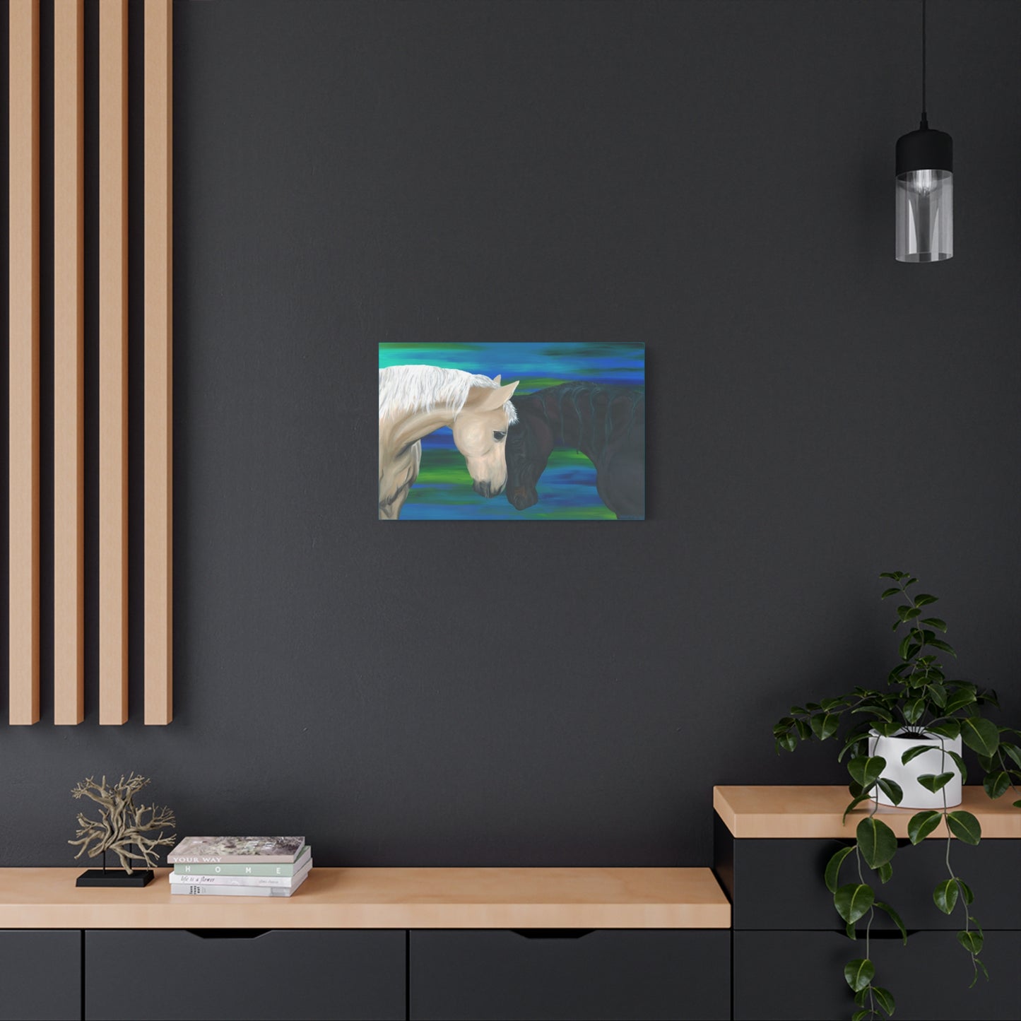 Black and White Horses Canvas Gallery Wrap