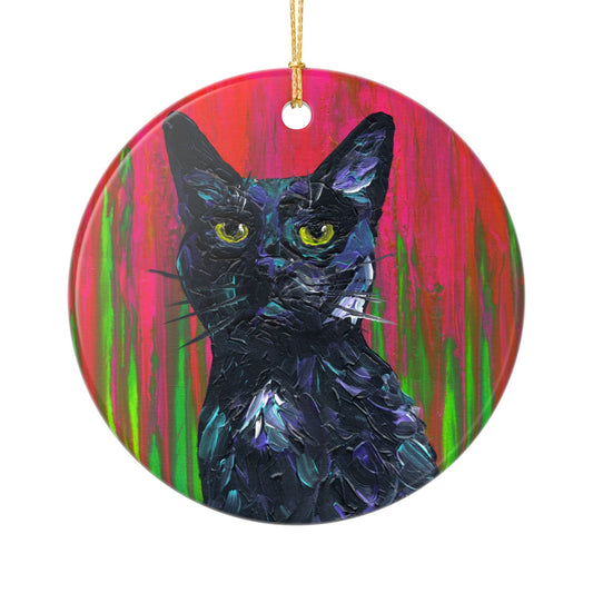 Black Cat Ceramic Ornament (2-Side Print)