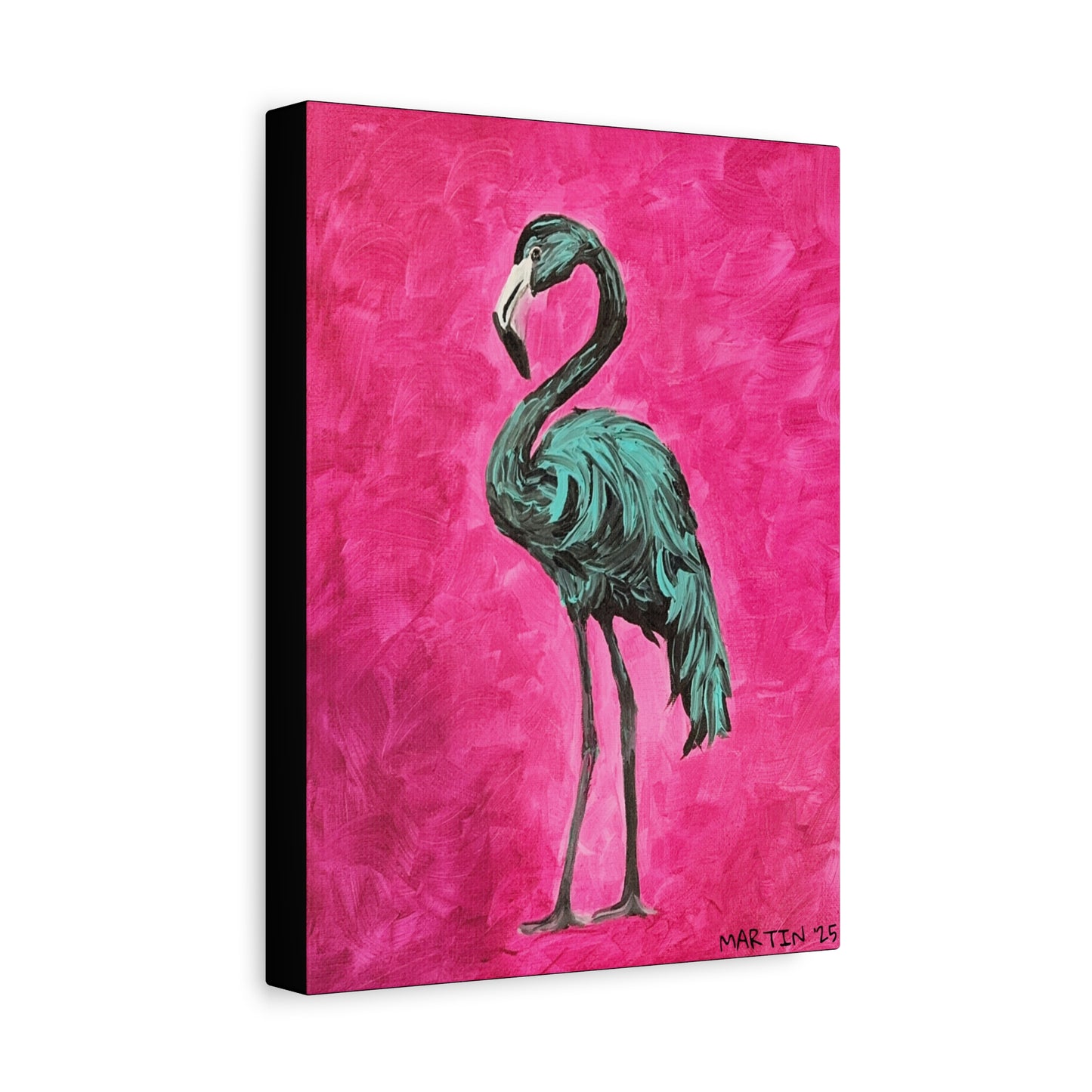 Jerry the Black Flamingo Matte Canvas, Stretched, 1.25"
