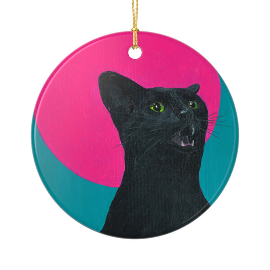 Screaming black cat Ceramic Ornament (2-Side Print)