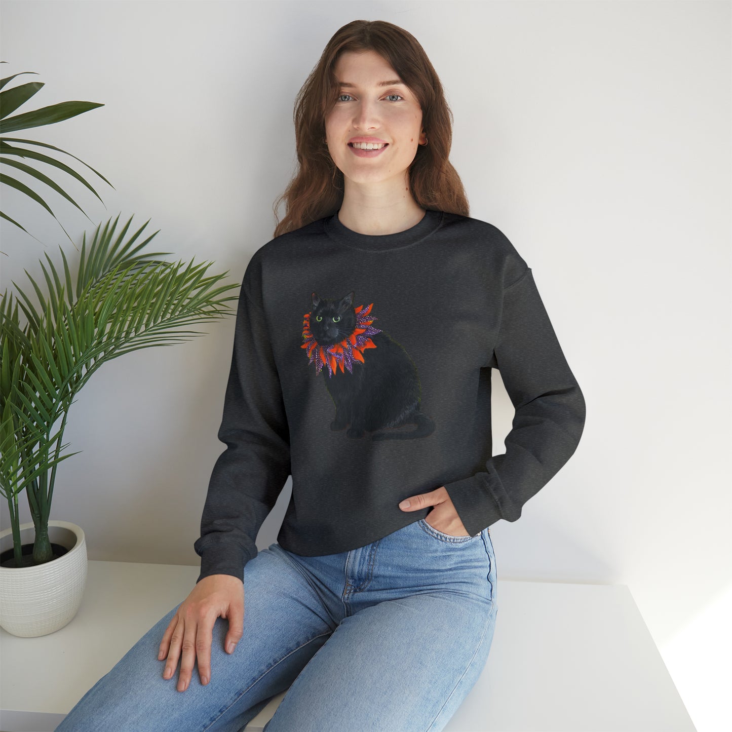 12 the Magical Halloween Cat Unisex Heavy Blend™ Crewneck Sweatshirt