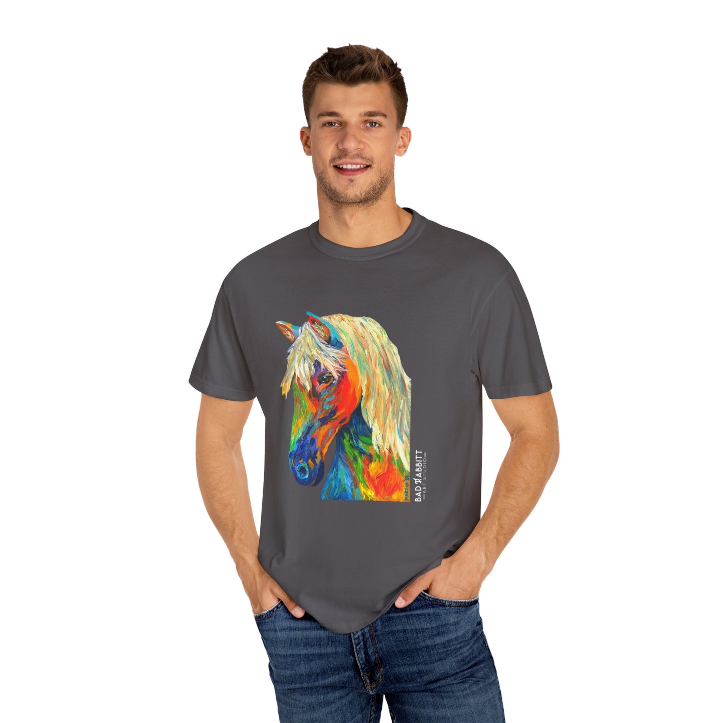 Rainbow Horse Unisex Garment-Dyed T-shirt