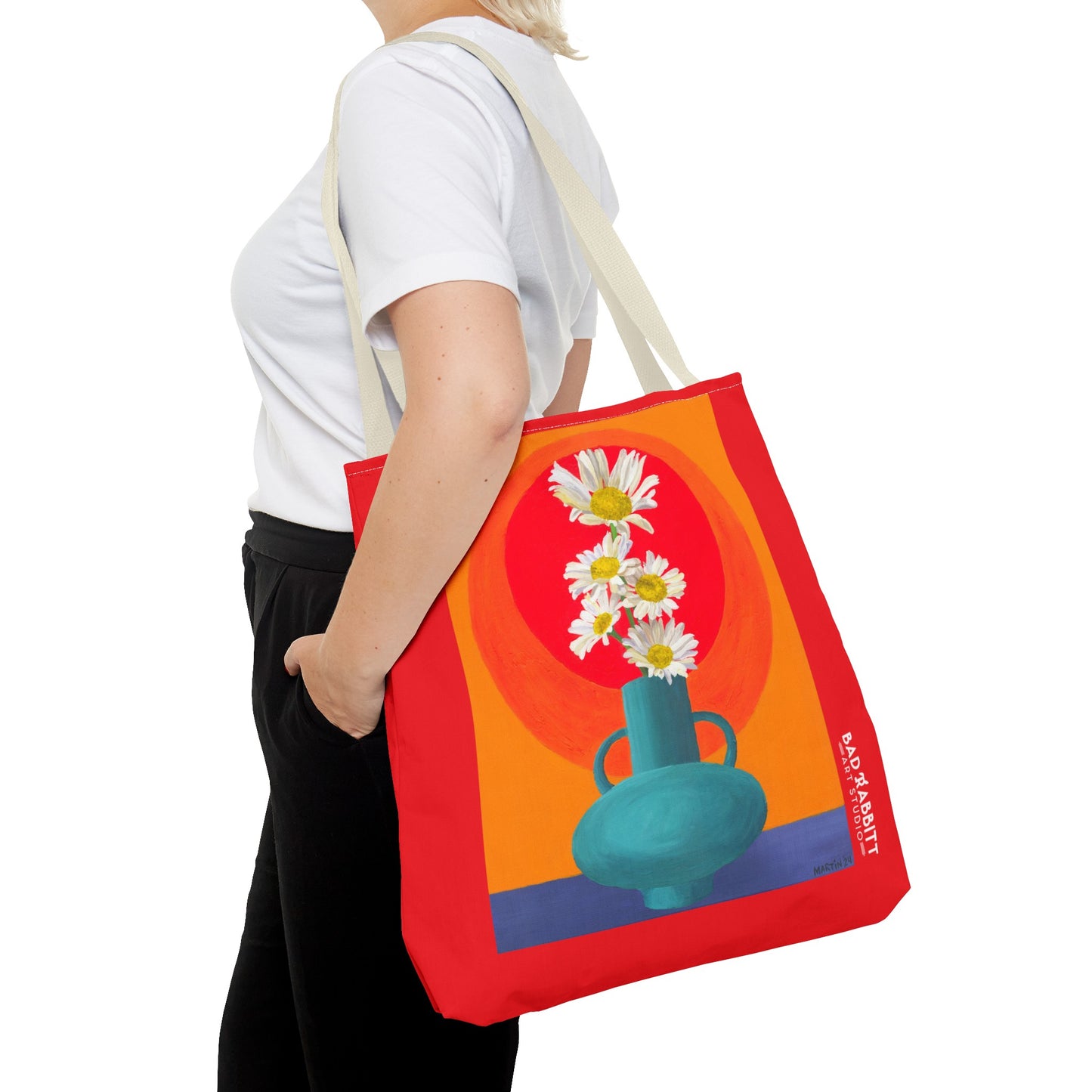 Wild Daisies in Teal Vase Tote Bag (AOP)