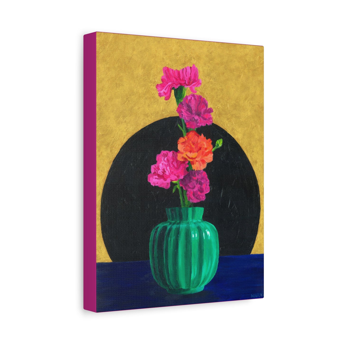 Carnations in Green Vase Canvas Gallery Wrap