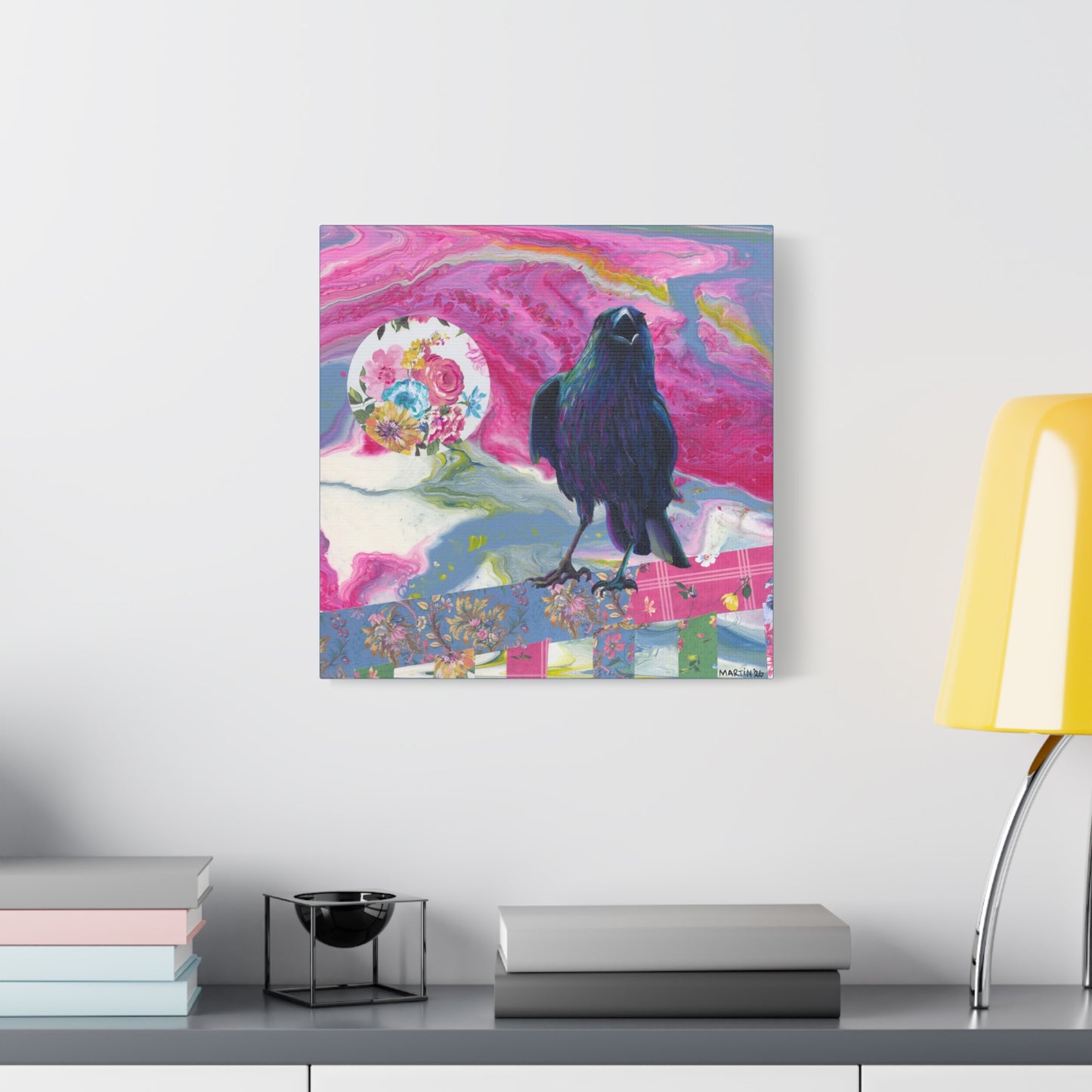 "Pink Crow" Matte Canvas, Stretched, 1.25"