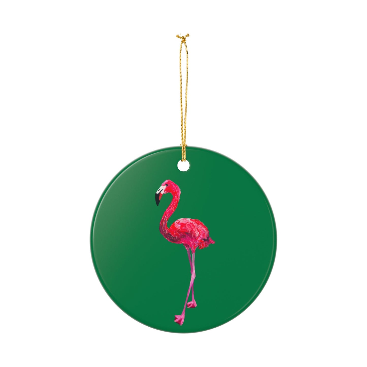 Pink Flamingo Ceramic Ornament (2-Side Print)