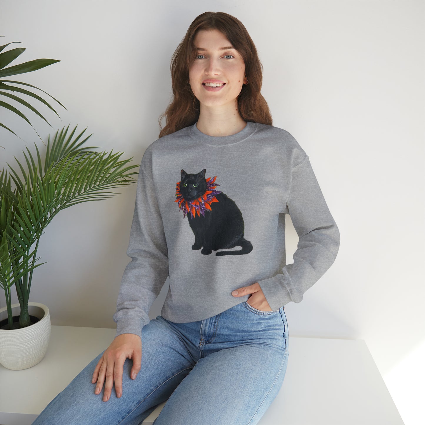 12 the Magical Halloween Cat Unisex Heavy Blend™ Crewneck Sweatshirt