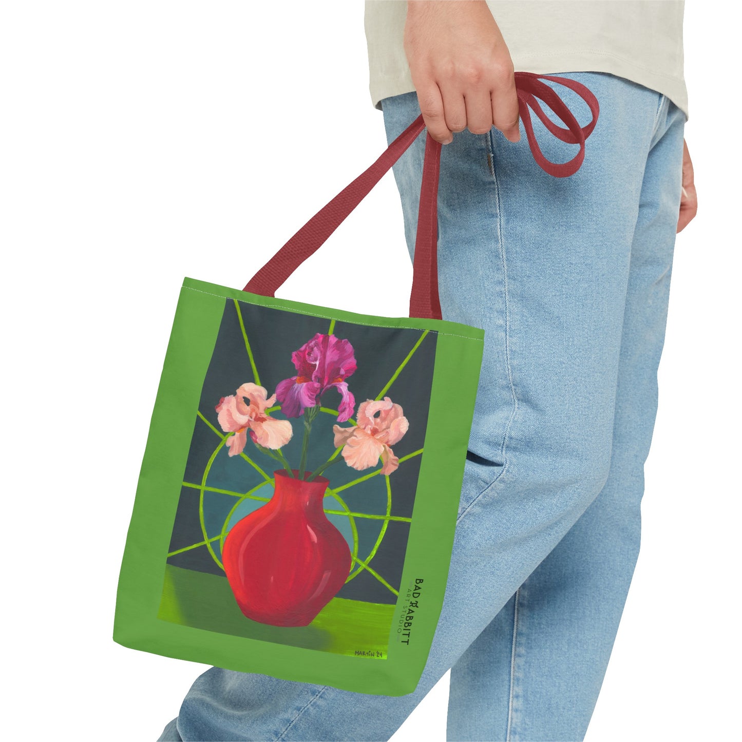 Three Pink Irises Tote Bag (AOP)