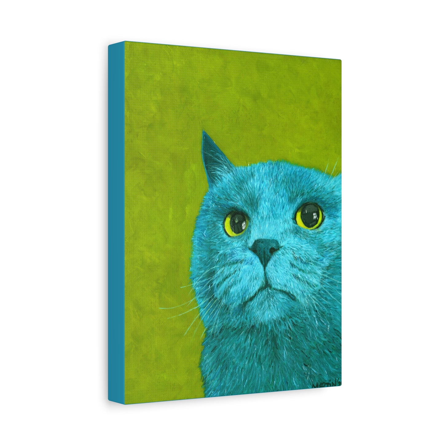 Teal Judgmental Kitty Canvas Gallery Wrap