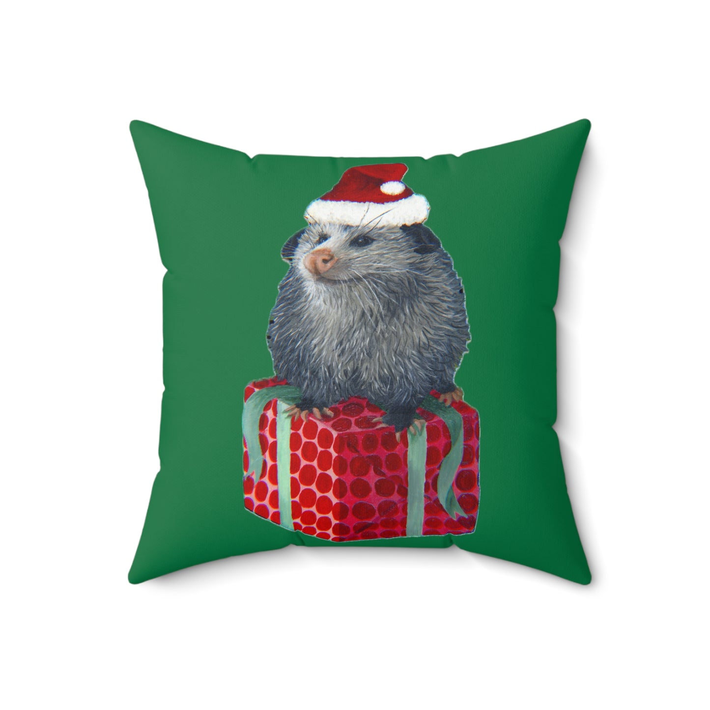 Christmas Opossum Spun Polyester Square Pillow