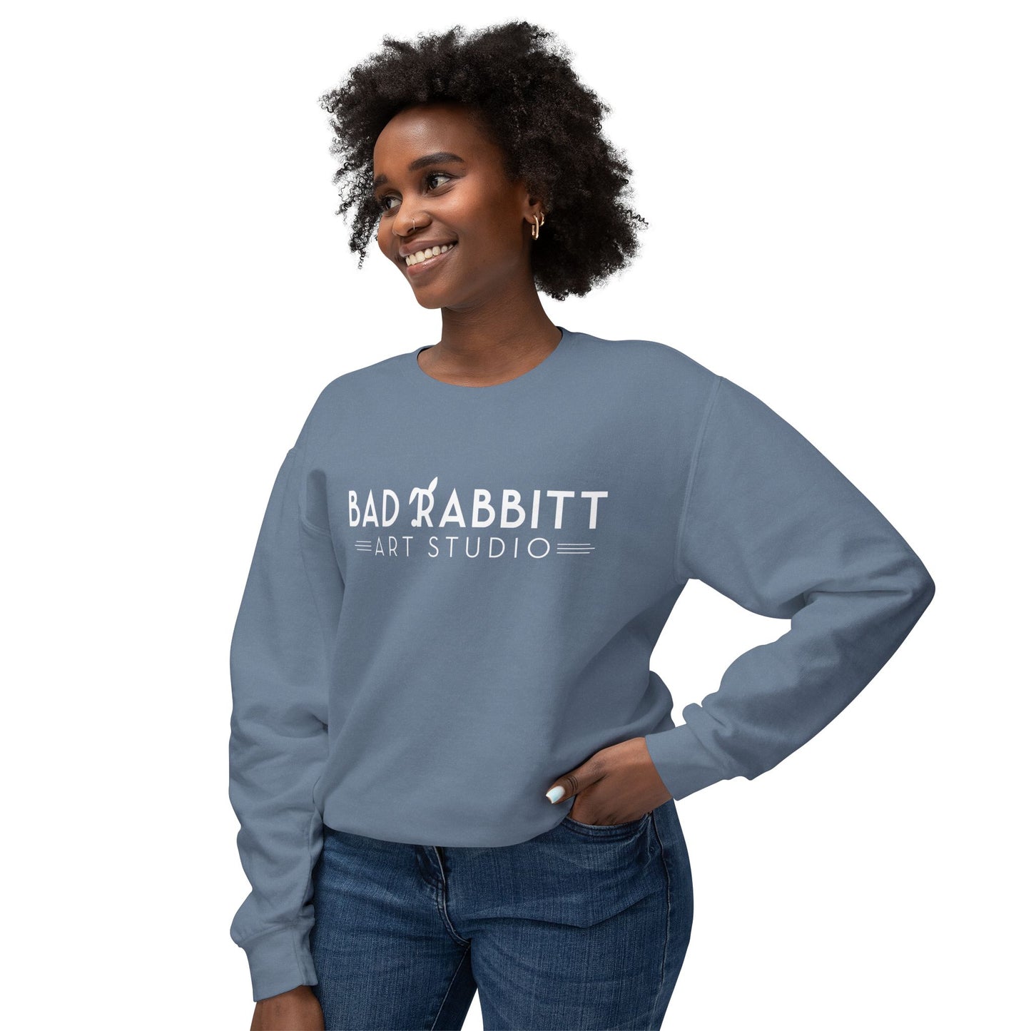 "Bad Rabbitt Art Studio" Unisex Lightweight Crewneck Sweatshirt