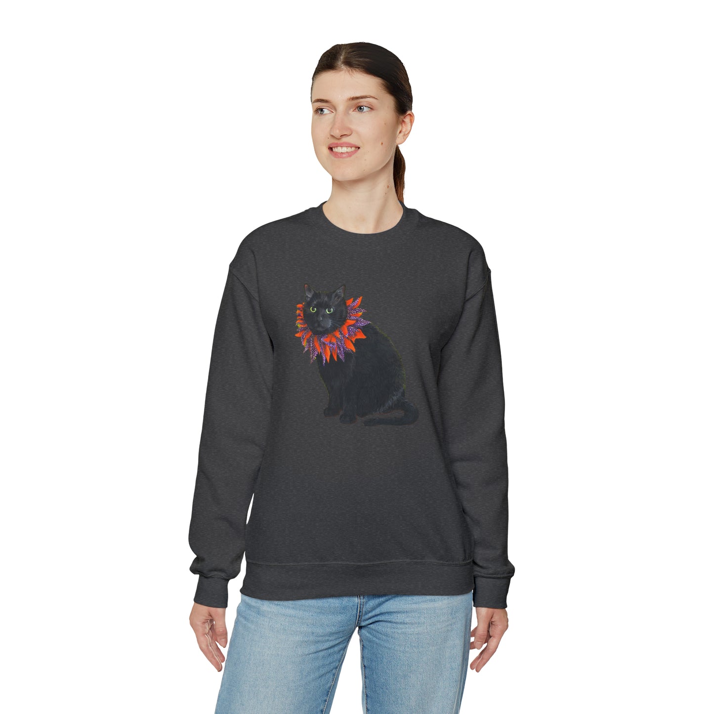 12 the Magical Halloween Cat Unisex Heavy Blend™ Crewneck Sweatshirt