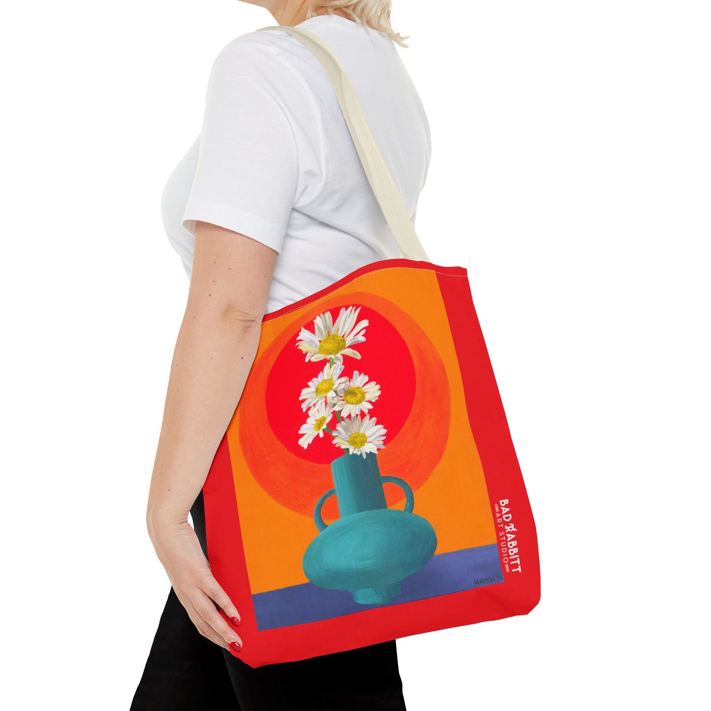 Wild Daisies in Teal Vase Tote Bag (AOP)