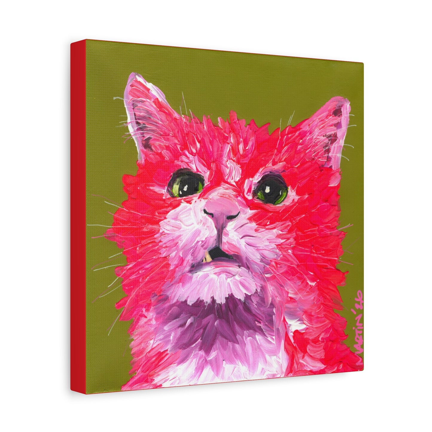 "Pink Dave Cat" Matte Canvas, Stretched, 1.25"