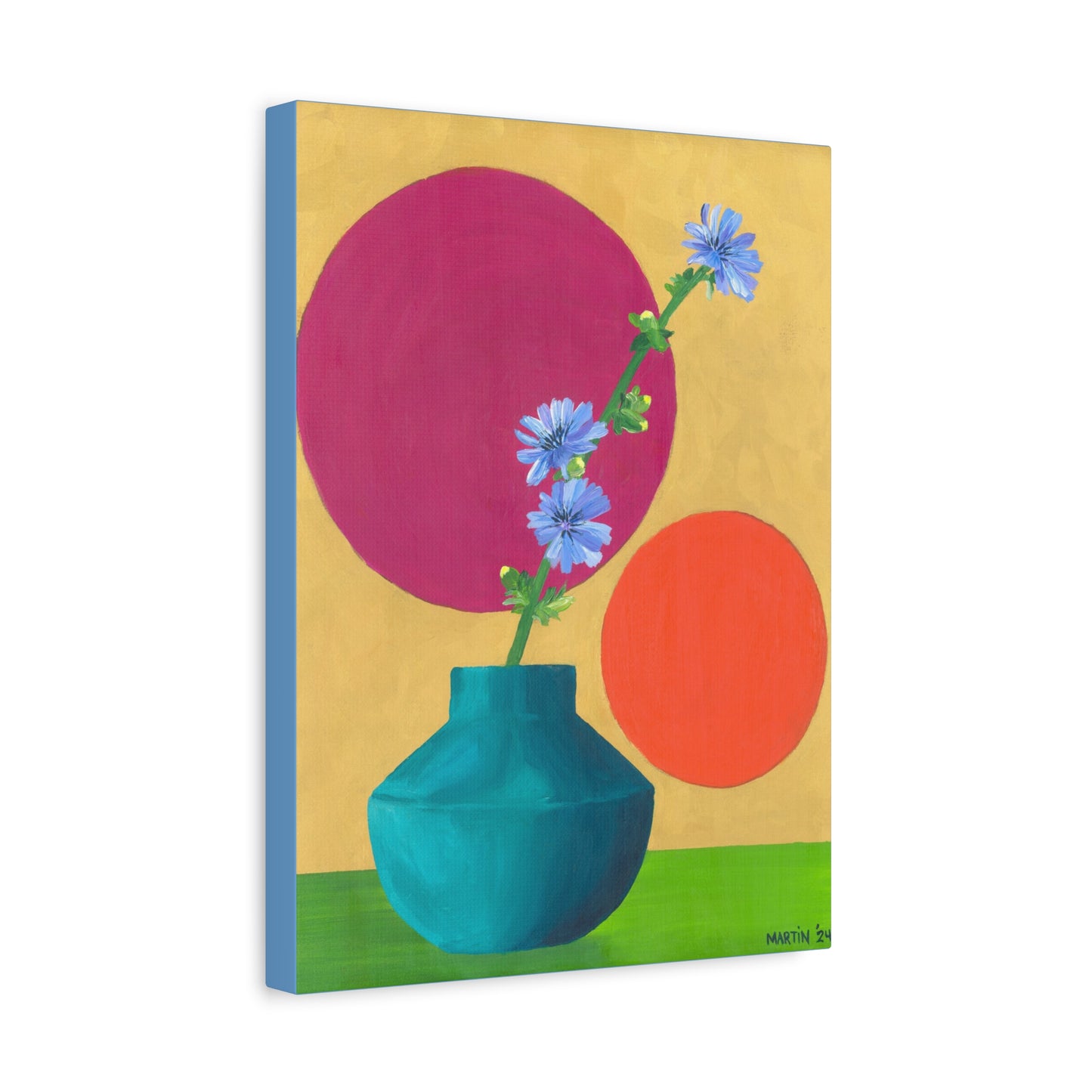 Chicory on Gold Background Canvas Gallery Wrap