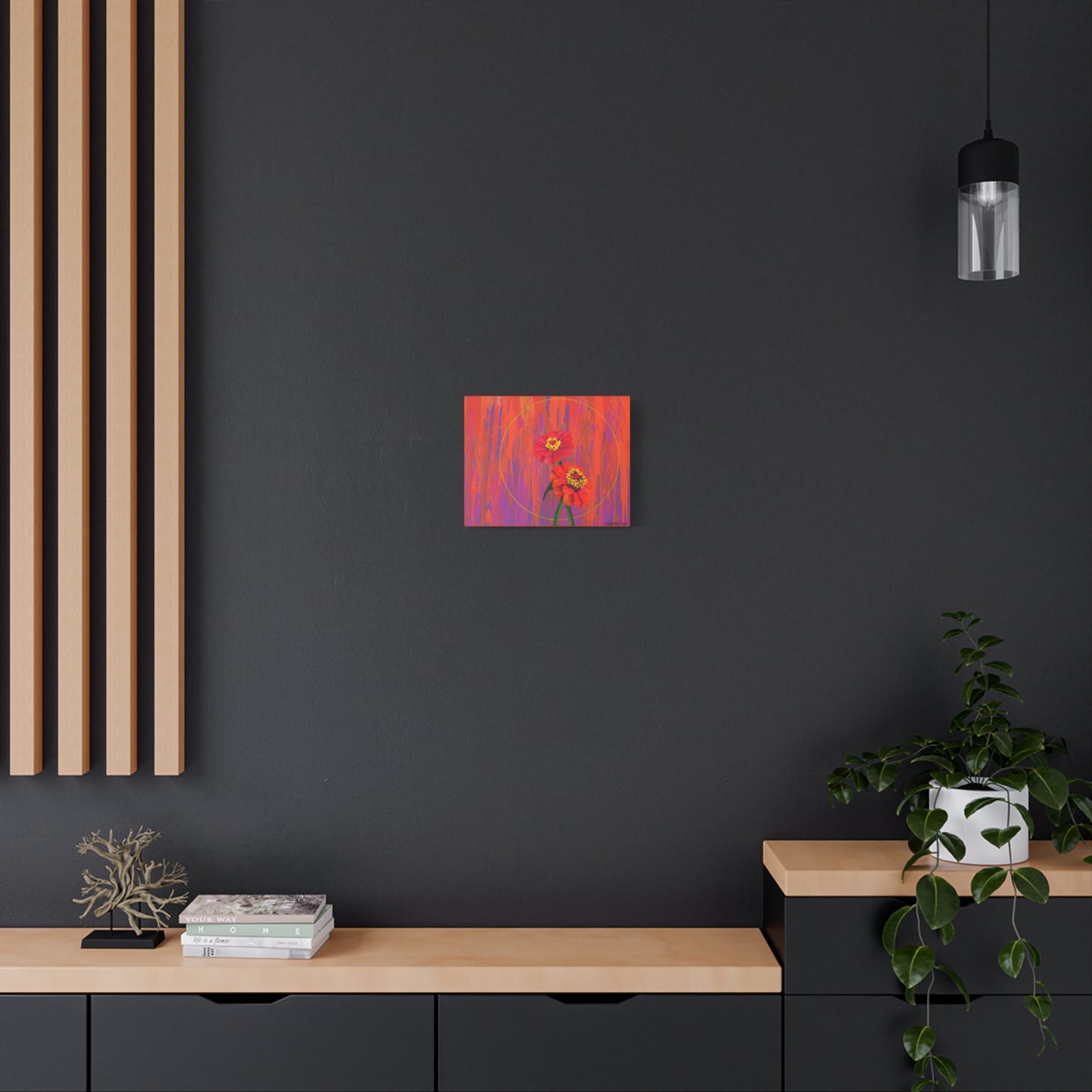 "Neon Zinnias" Matte Canvas, Stretched, 1.25"