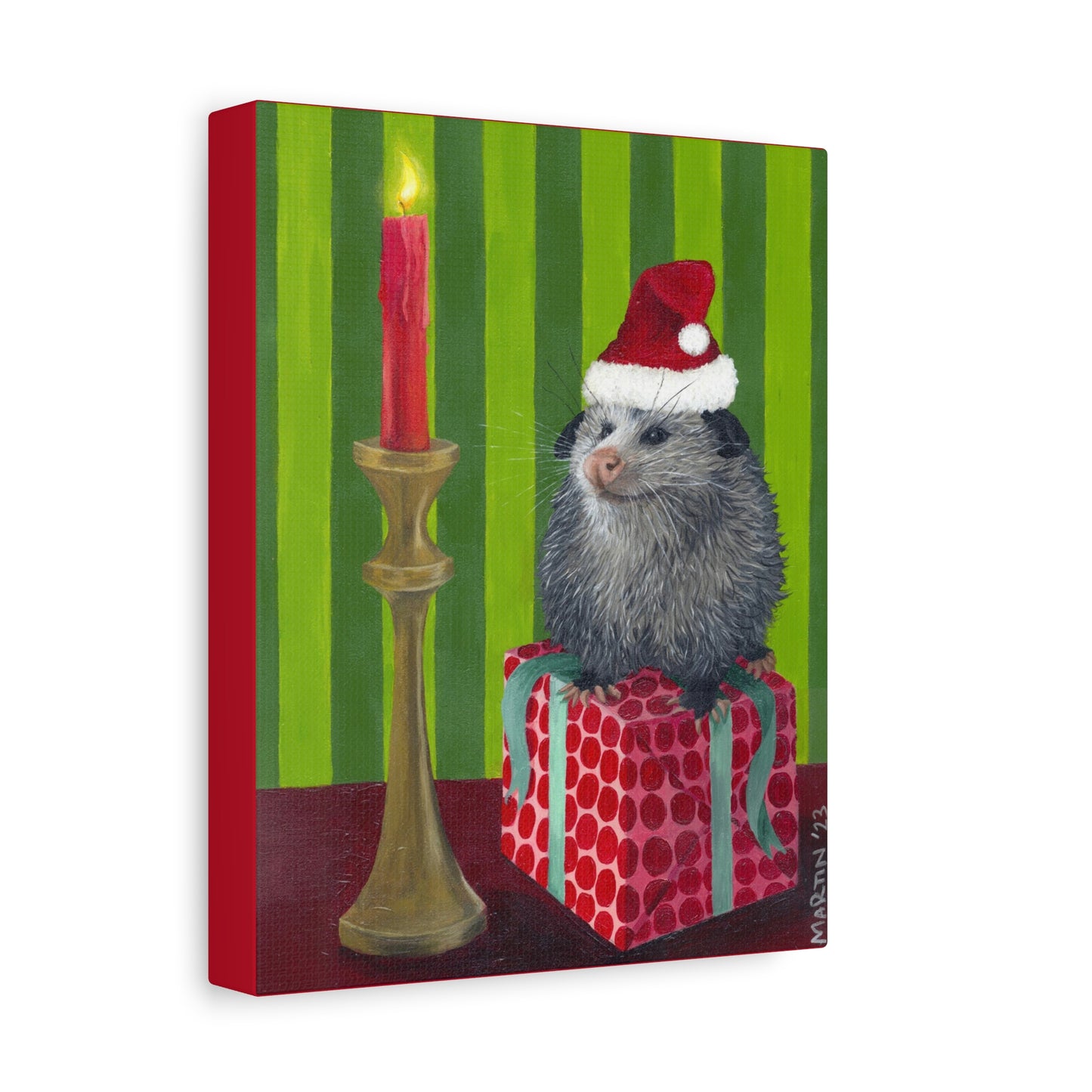 Christmas Opossum Canvas Gallery Wraps