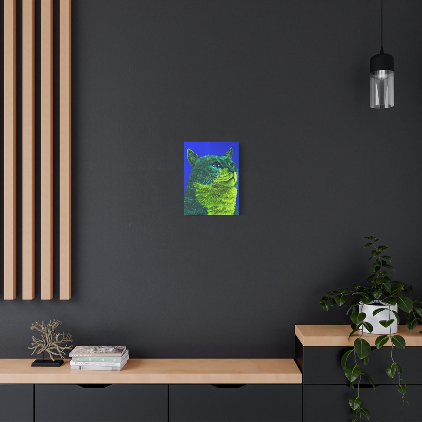 Green Tabby Cat Canvas Gallery Wrap