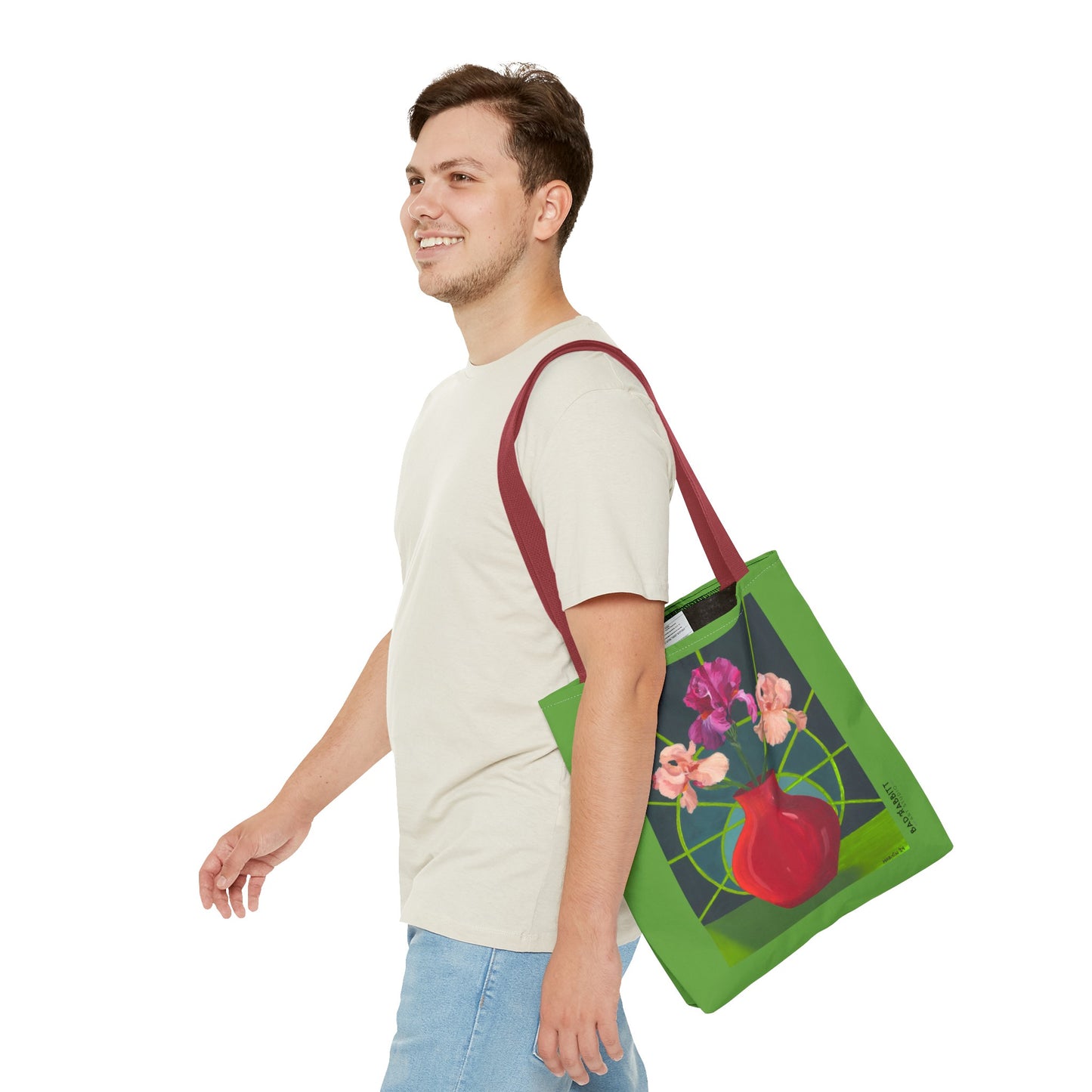 Three Pink Irises Tote Bag (AOP)