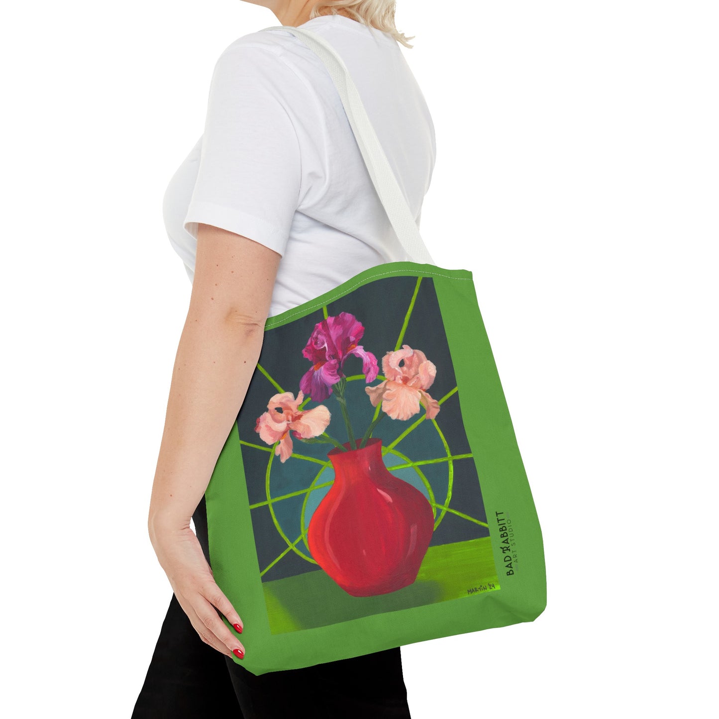 Three Pink Irises Tote Bag (AOP)