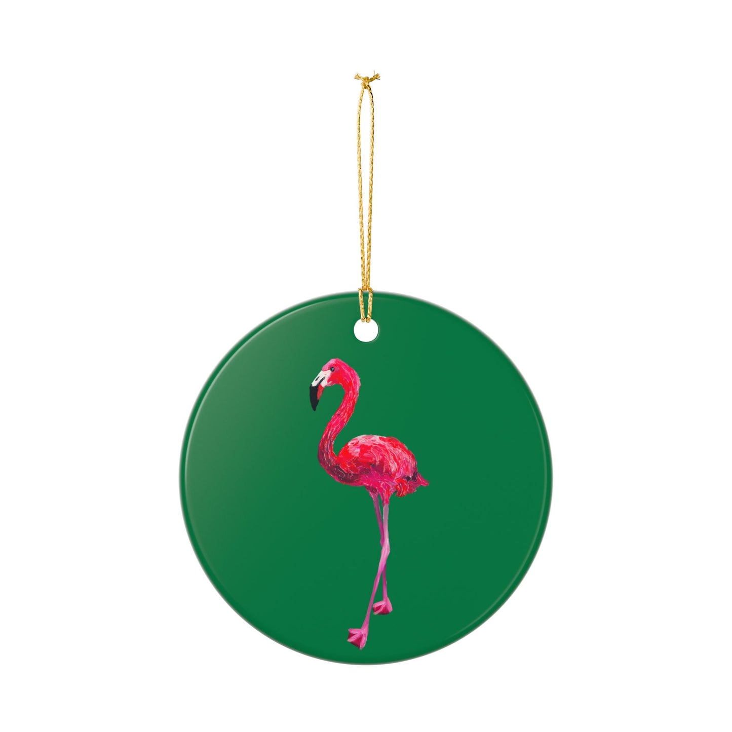 Pink Flamingo Ceramic Ornament (2-Side Print)