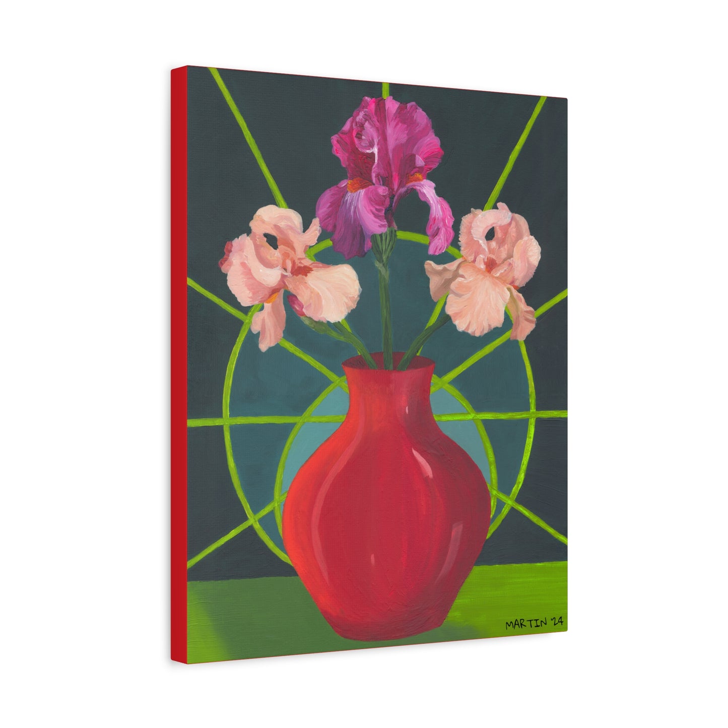 Three Pink Iris Canvas Gallery Wrap